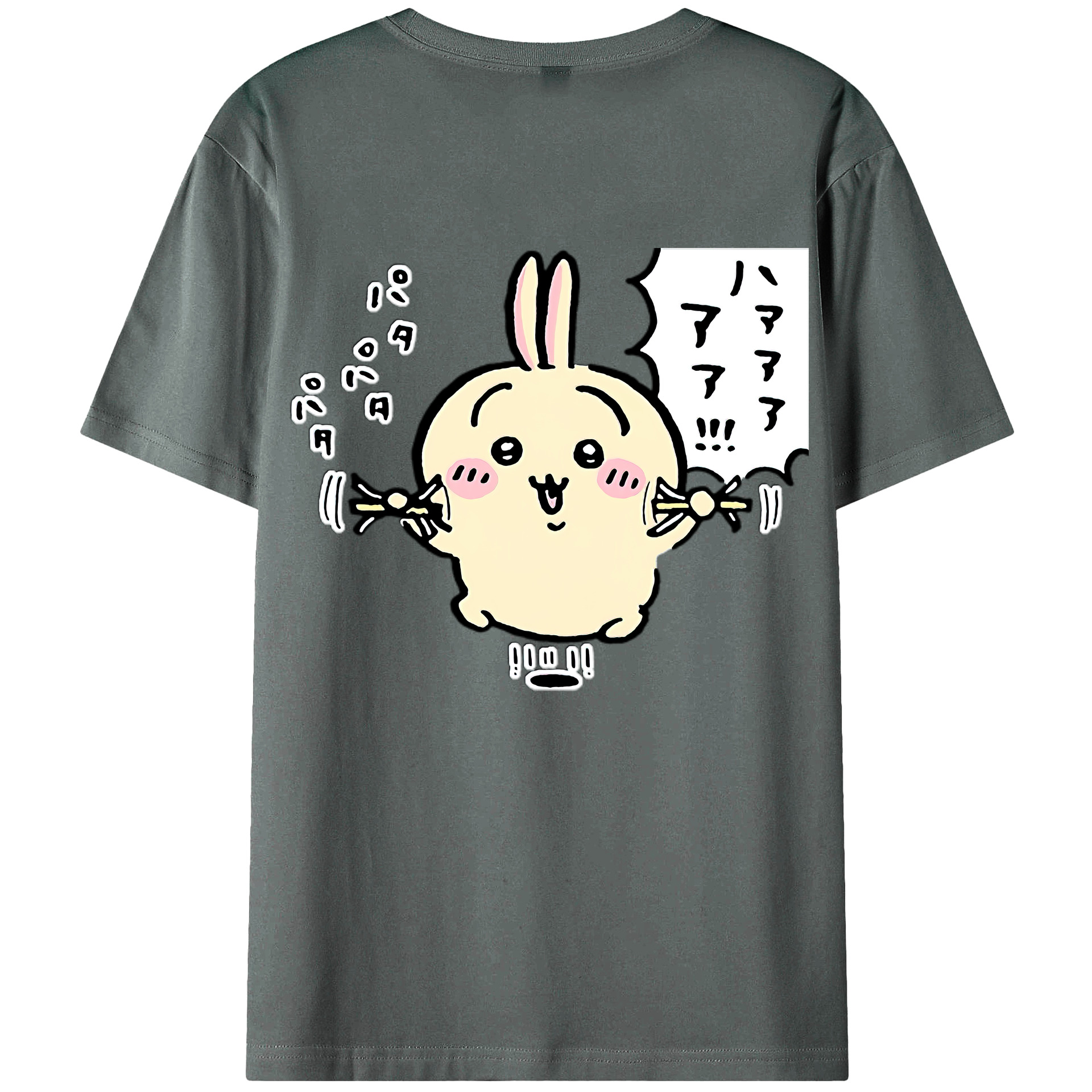 （画像用） ちいかわ うさぎ Chii-kawa usagi 綿100％半袖Tシャツ（背面プリント）